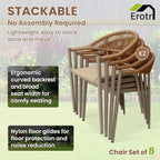 8 Pcs Stackable Patio Dining Chairs, Aluminum Rattan Outdoor Dining Chair - Image 5