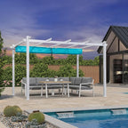 PURPLE LEAF Pergola 10' x 12' Aluminum Frame Retractable, Turquoise Blue | - Image 8