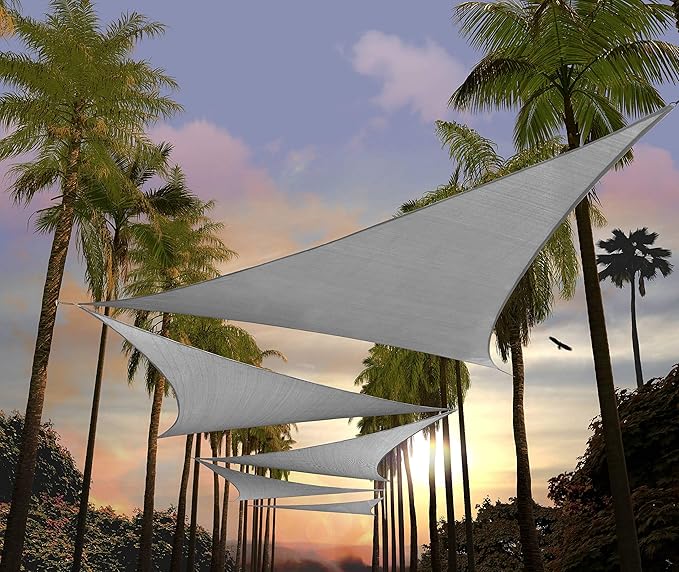 Amgo Custom Size 27' x 27' x 27' Gray Triangle Sun Shade Sail UPF50+ AGTAPT10 by Amgo