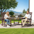 SERWALL Outdoor Rocking Chair Set of 2, Patio Rocking Chair, Coffee | HDPE - Image 2