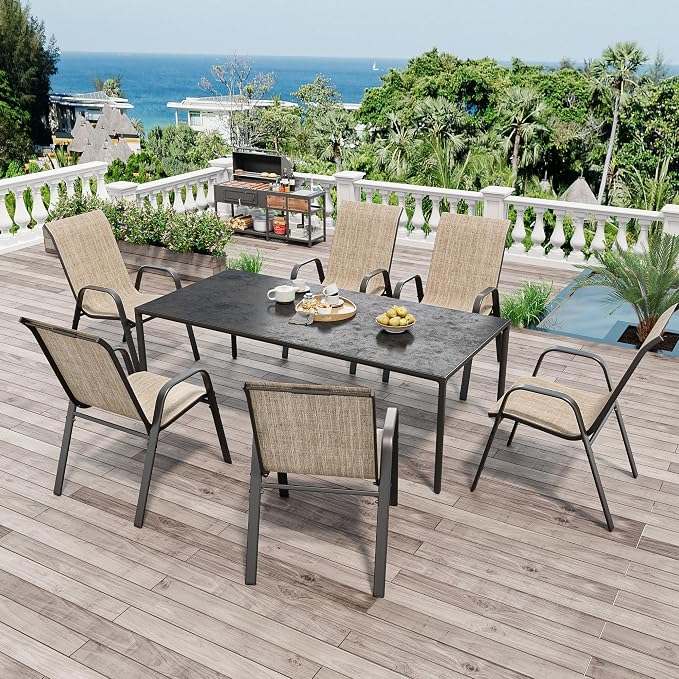 Patio Chairs Set of 4, Stackable Outdoor Dining Chairs - Image 8