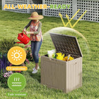 DRATO 35 Gallon Outdoor Storage Box Waterproof, Lockable Resin Deck Box - Image 3