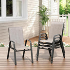 Stackable Outdoor Patio Dining Chairs Set of 4 – High Back, Breathable Gray - Image 8