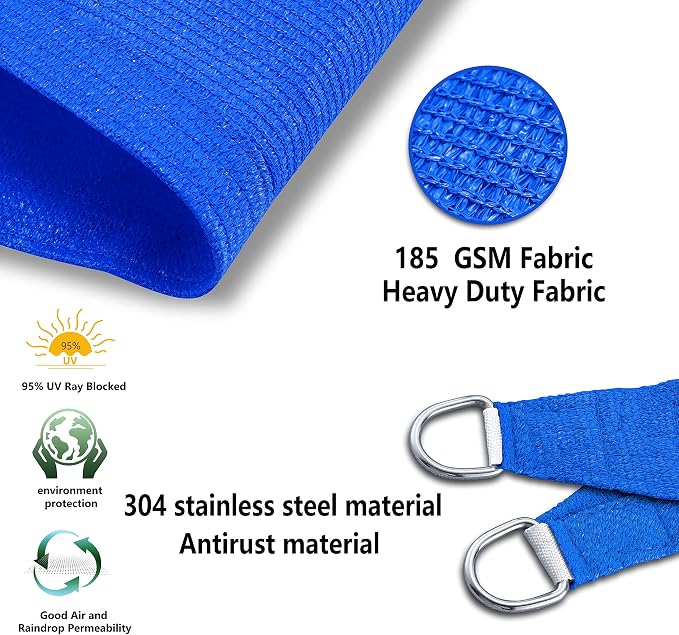 Tronssien Triangle 16'x16'x16' Sun Shade Sail, 95% UV Blockage Canopy Awning - Image 4