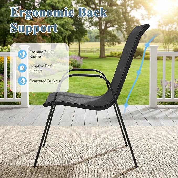 DIFY Patio Chairs Set of 8, Stackable Outdoor Dining Chairs Set - Image 6