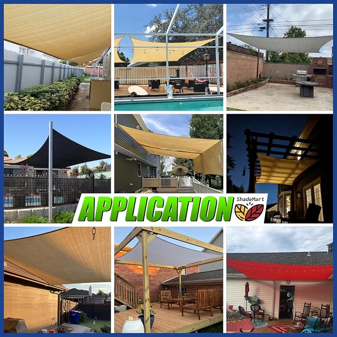 17' x 20' Beige Sun Shade Sail Rectangle SMSLR Canopy Fabric Cloth Screen - Image 3