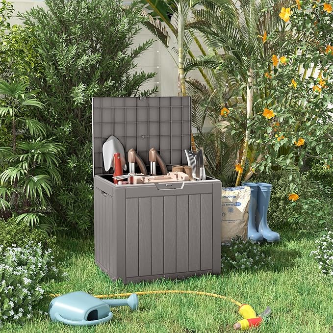30 Gallon Waterproof Outdoor Storage Box, Resin Deck Box, Lockable Outside - Image 7