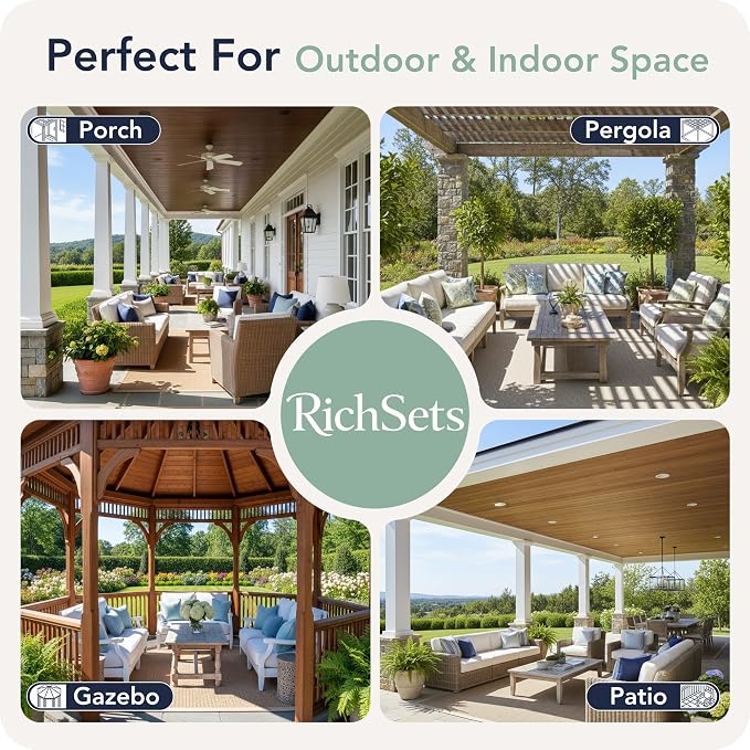 Outdoor Curtains for Patio Waterproof, 8 Panels, Rod Pocket | Weatherproof & - Image 7
