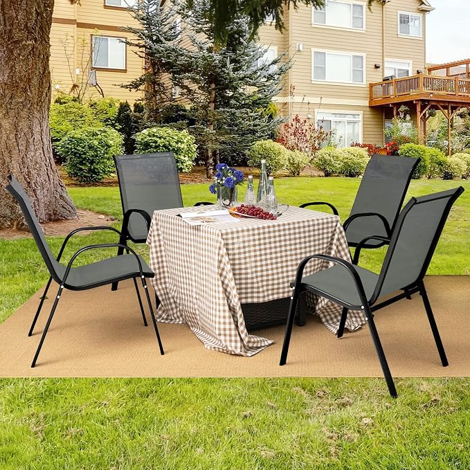 Tangkula Patio Dining Chairs Set of 2, Outdoor Stackable All Weather Heavy Duty - Image 2