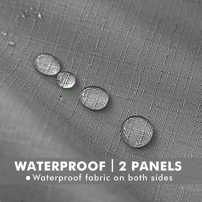 Linen Outdoor Curtains for Patio Waterproof 4 Pcs 110x95 In Light Grey | Light - Image 2