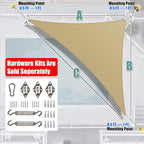Amgo Custom Size 17' x 19' x 25.5' Sand Beige Right Triangle Sun Shade Sail - Image 6
