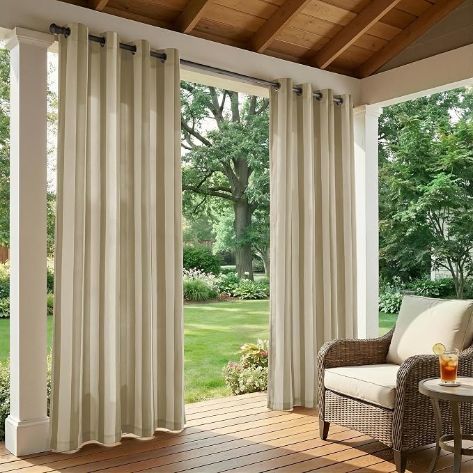 2 Panels Outdoor Stripe Curtains - Image 2