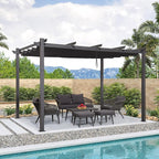 PURPLE LEAF Outdoor Pergola 10' X 13' Retractable Canopy Aluminum, Custom Shade - Image 2