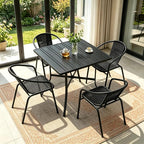 4 Pack Black Stackable Outdoor Rattan Chairs, All-Weather Patio Seating - Image 7