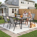 Outdoor Patio Chairs Set of 4 Stackable Dining Chairs All-Weather Textilene - Image 3