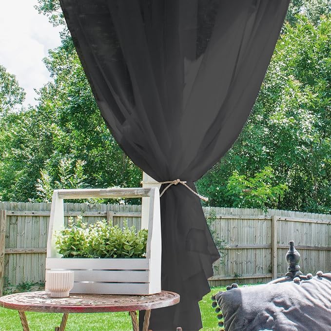 Outdoor Sheer Curtains for Patio Waterproof, 2 Panels Rod Pocket Indoor/Outdoor - Image 4