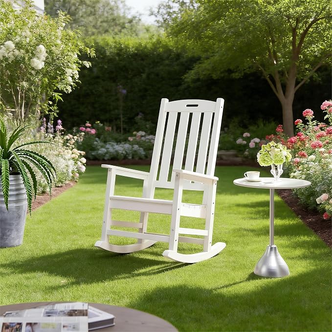 Oversized Outdoor Rocking Chair, HDPE Porch Rocker | High Back Rocking Chairs - Image 2