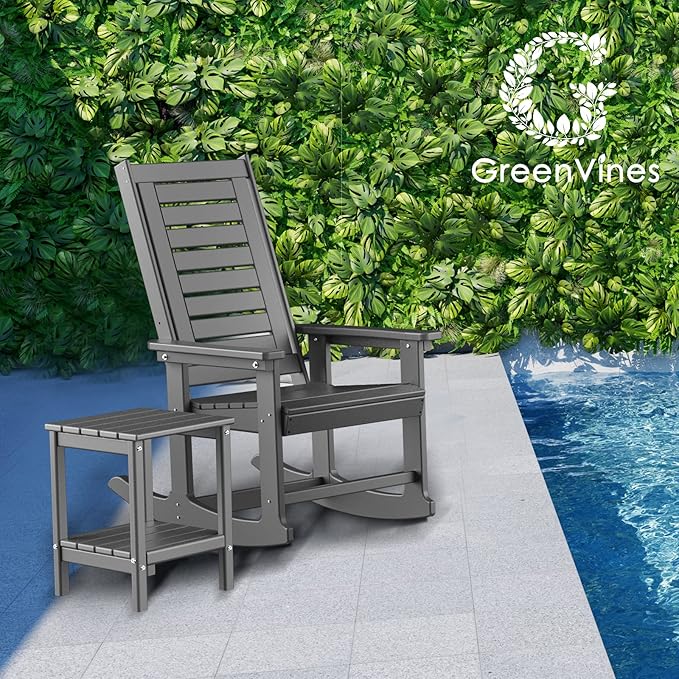 GREENVINES Outdoor Rocking Chairs Set, 2 Rockers w/ 1 Side Table - Image 2