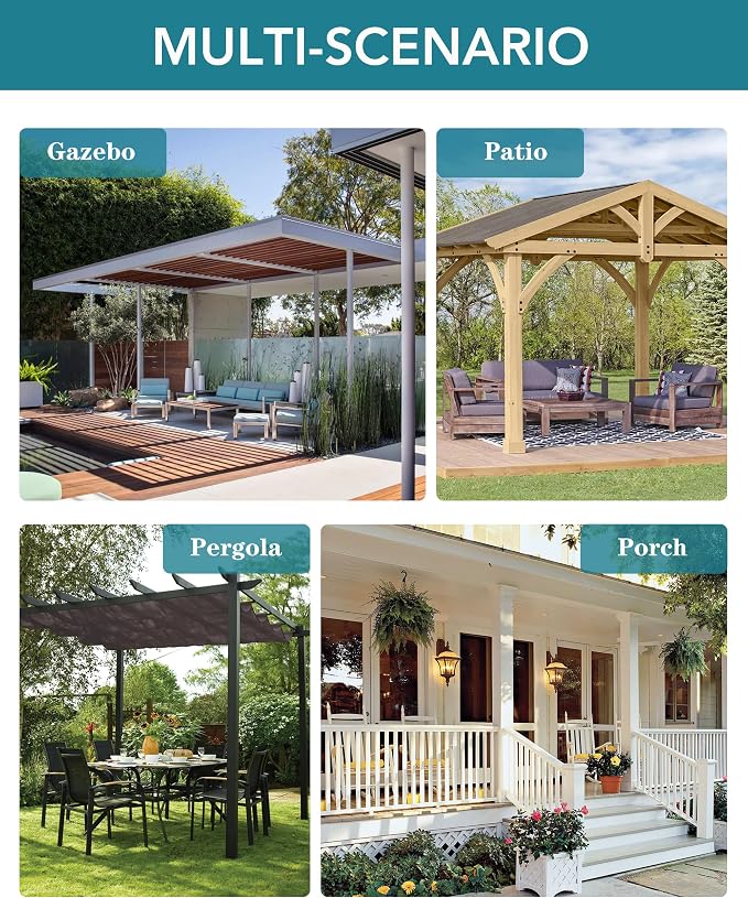 Windproof Outdoor Curtains for Patio Waterproof 4 Pcs 54x108 In Cream | Grommet - Image 6