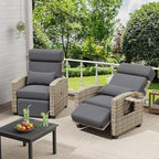 Outdoor Recliner Chair with Flip-Up Side Table & Linked Reclining Mechanism – - Image 8