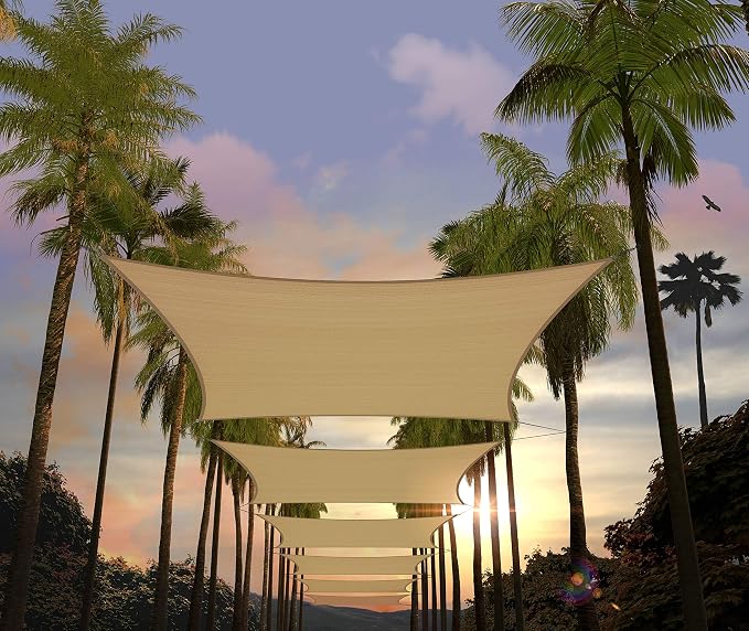 Amgo Custom Size 7' x 21' Sand Beige Rectangle Square Sun Shade Sail UPF50+ by Amgo