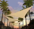 Amgo 32' x 32' x 32' Beige Triangle Sun Shade Sail Outdoor Canopy Awning UPF50+ by Amgo