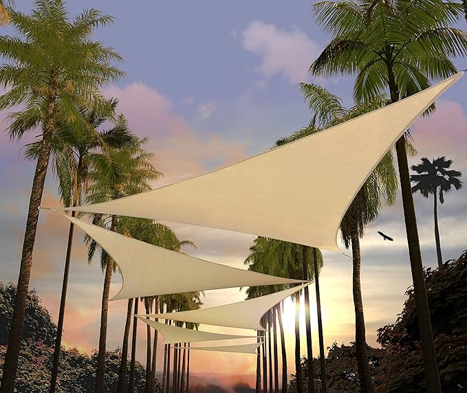 Amgo Custom Size 20' x 20' x 20' Beige Triangle Sun Shade Sail UPF50+ AGTAPT10 by Amgo