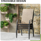 Patio Chairs Set of 4, Outdoor Stackable Dining Chairs - Image 4