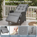 Outdoor Wicker Recliner with Adjustable Back and Footrest, PE Rattan Lounge - Image 4