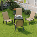 Patio Chairs Set of 4, Outdoor Dining Chairs Stackable - Image 2