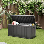 Deck Box, 82 Gallon Resin Indoor and Outdoor Storage Box Waterproof by KAMABOKO