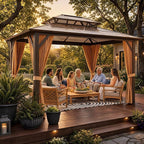 GAOMON 10'x12' Hardtop Gazebo, Outdoor Polycarbonate Double Roof Canopy - Image 2