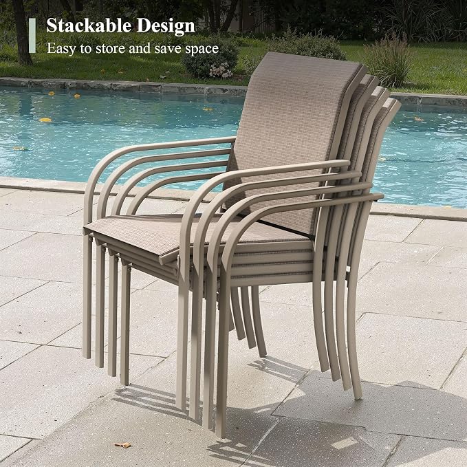 Outdoor Chairs Set of 2, Stackable Patio Dining Chairs - Image 3