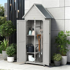 Outdoor Storage Shed with Floor & Adjustable Shelves, Wooden Garden Tool - Image 6
