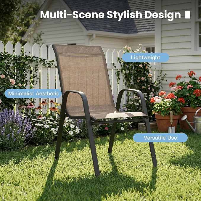DIFY Patio Chairs Set of 4, Stackable Outdoor Dining Chairs Set - Image 8