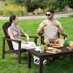 Compact Stackable Adirondack Chair, All Weather HDPE, Coffee | 26.3" Wide HDPE - Image 2