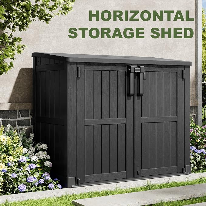 36 Cu Ft Horizontal Resin Storage Shed, Weatherproof Outdoor Storage Cabinet - Image 3
