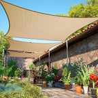 15' x 16' Sand Beige Sun Shade Sail UPF50 Rectangle smTAPR0816 Canopy Fabric by ShadeMart
