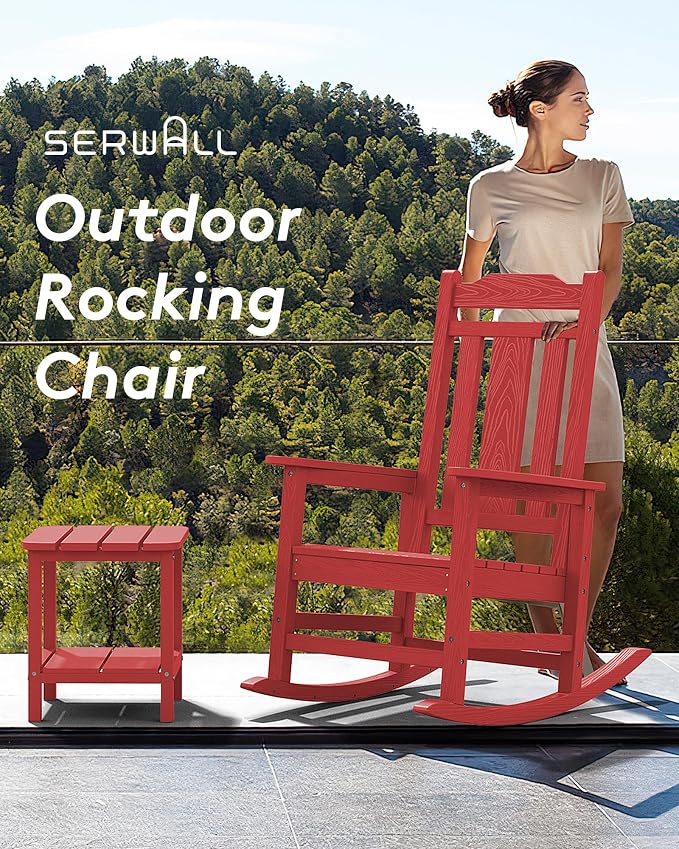 SERWALL HDPE Oversized Outdoor Rocking Chairs Set of 4, Patio Rocker, All - Image 6