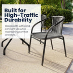 EMMA + OLIVER Gray PE Rattan Stackable Patio Dining Chair, Indoor/Outdoor Use - Image 6