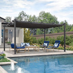 PURPLE LEAF Outdoor Pergola 12' X 16' Retractable Canopy Aluminum, Custom Shade by PURPLELEAF