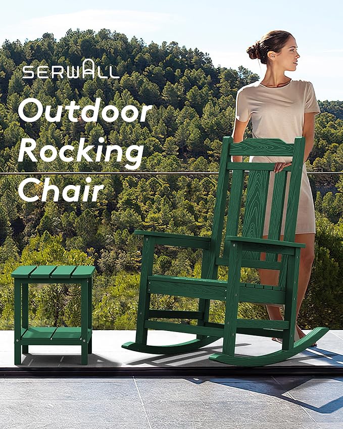 SERWALL HDPE Oversized Outdoor Rocking Chairs Set of 4, Patio Rocker, All - Image 6