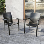 Outdoor Stackable Chairs Set of 2, All-Weather Patio Dining Chairs | Aluminum by Nixtopia