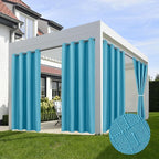 Linen Outdoor Curtains for Patio Waterproof 4 Pcs 54x84 In Teal | Light by HolidayIdeas
