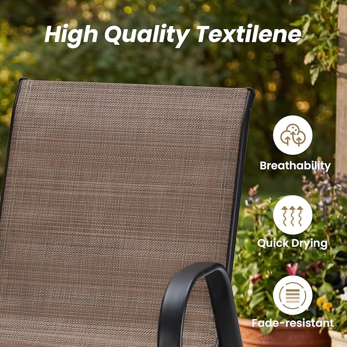 Patio Chairs Set of 6, Stackable Outdoor Dining Chairs - Image 5