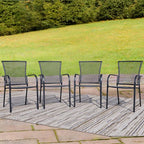 Outdoor Metal Patio Chairs Set of 4, Stackable Iron Mesh Dining Chairs by Unknown