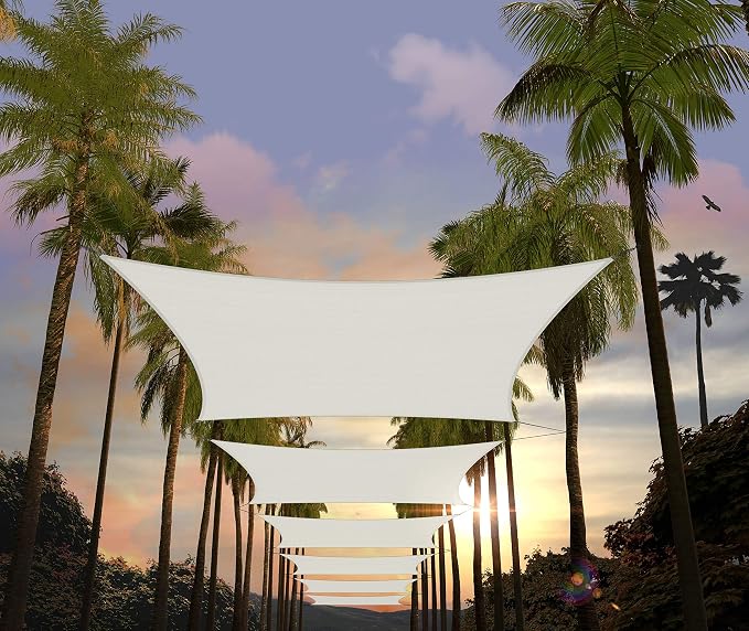 Amgo Custom Size 8' x 21' White Rectangle Square Sun Shade Sail UPF50+ by Amgo