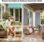 RYB HOME Extra Wide Outdoor Curtains 2 Panels or Patio Waterproof | Blackout - Image 4