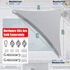 Amgo Custom Size 9' x 14' x 16.6' Gray Right Triangle Sun Shade Sail UPF50+ - Image 6