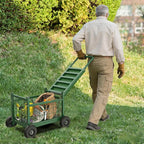 Extra Large Garden Cart with Seat, 3-in-1 Rolling Workseat with Wheels | - Image 4